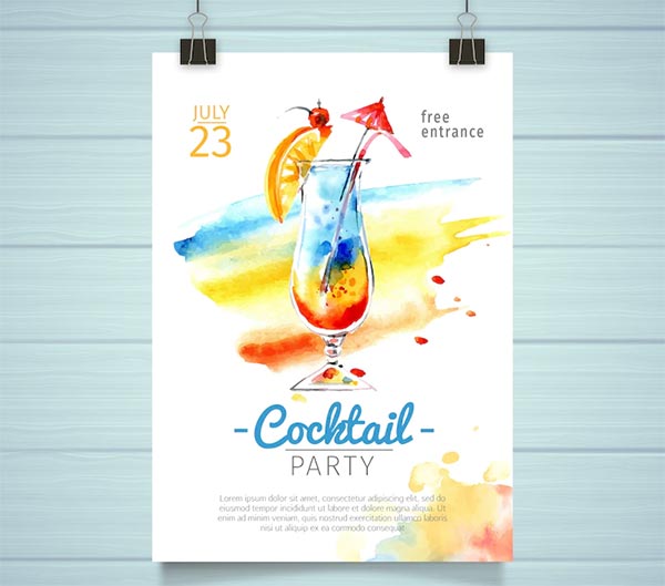 Watercolor Cocktail Party Free Flyer