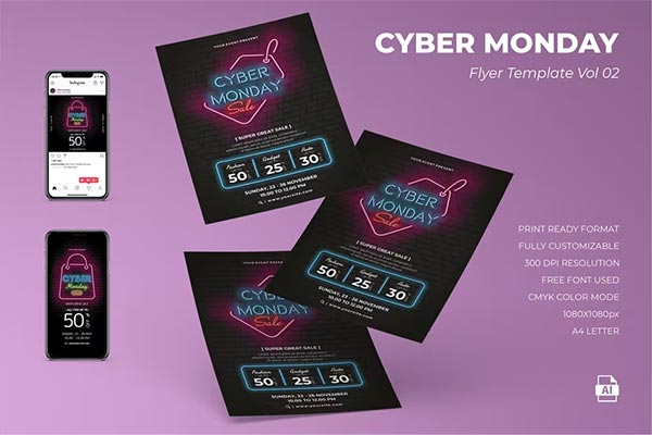 Editable Cyber Monday Flyer Template