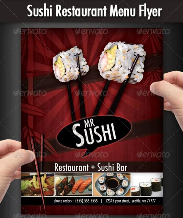Sushi Restaurant Menu Flyer Designs