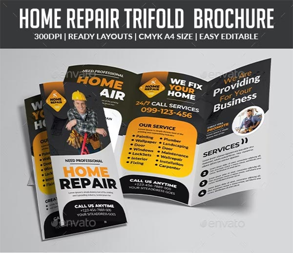 Home Repair Trifold Brochure Template