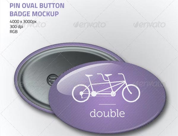 Pin Oval Button Badge Mockup Template