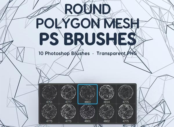Round Polygon Mesh Photoshop Brushes