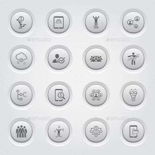 Flat Design Business Button Set