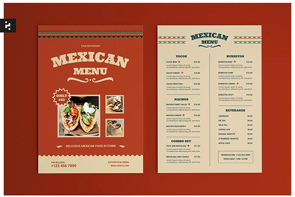 Vintage Mexican Menu Flyer Template Vintage Mexican Menu Flyer Template
