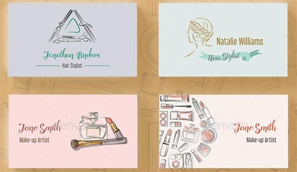 Set of Makeup Artist and Hair Stylist Business Card Set of Makeup Artist and Hair Stylist Business Card
