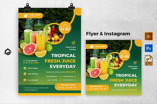 Tropical Fresh Juice Flyer
