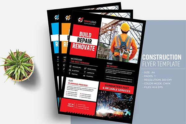Constriction Flyer Template Print Design