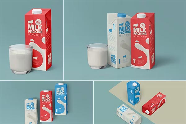 Milk Carton Realistic Mockup Template