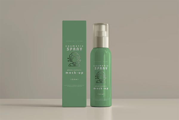 Free PSD Spray Bottle Mockup