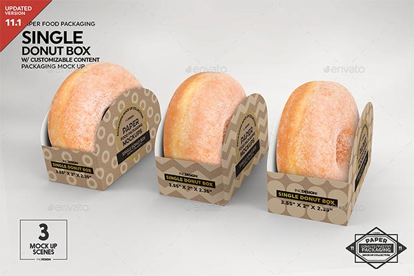 Single Donut Box Packaging Mockup