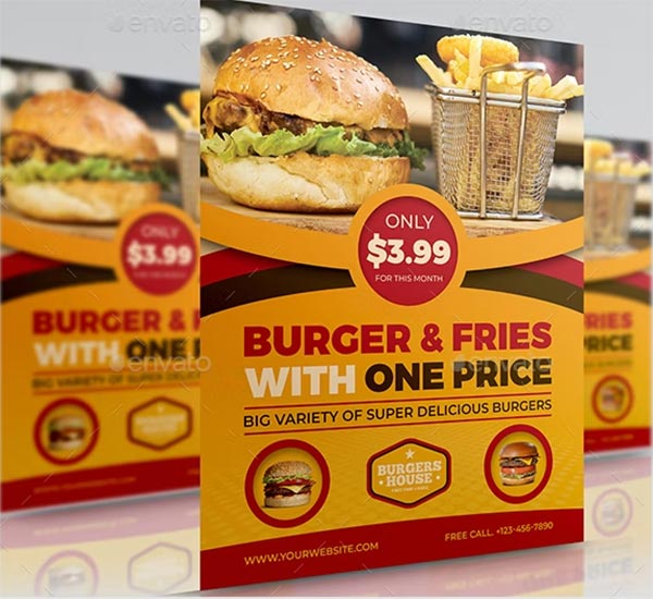 Hot Burger Restaurant Flyer Template