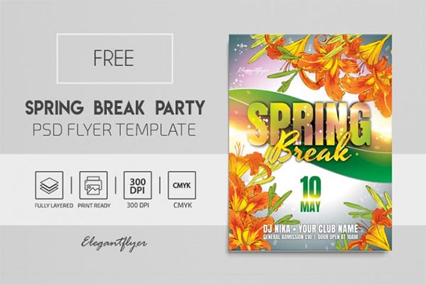 Spring Break Party – Free PSD Flyer Template