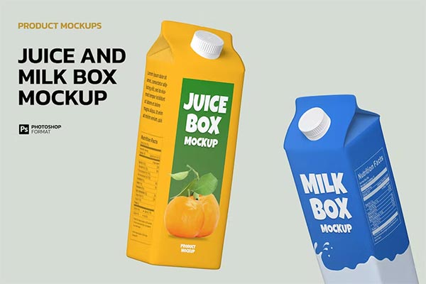 Juice and Milk Box Mockup Template