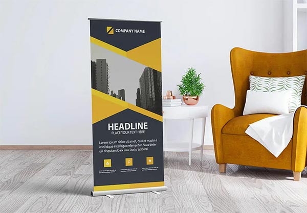 Free Roller Banner Mockup PSD Template
