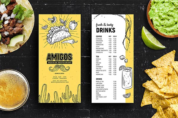 DL Mexican Menu Rack Card Template DL Mexican Menu Rack Card Template