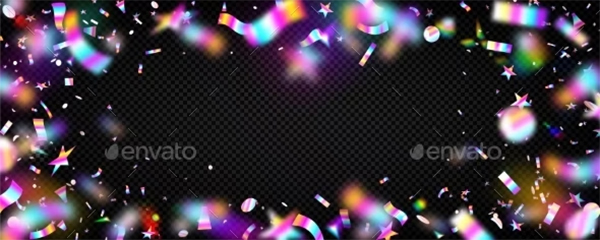 Colorful Confetti Frame Transparent Background