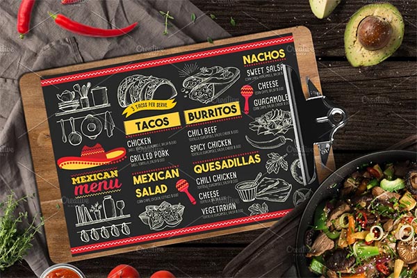 Free Trifold Mexican Food Menu Flyer Design