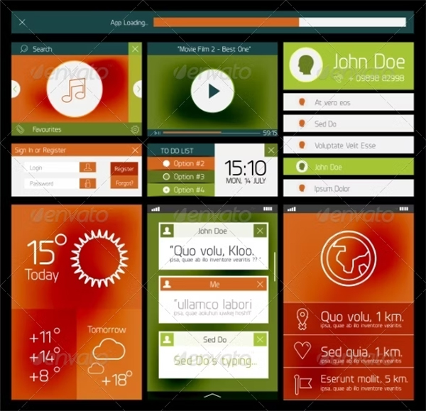 Ui Flat Web and Mobile Element Template