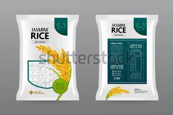 Natural Rice Product Package Vector Mockup