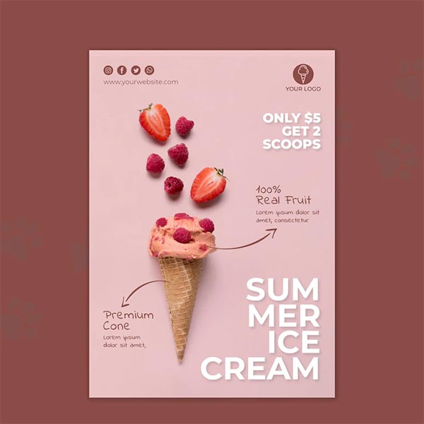 Free PSD Ice Cream Menu Flyer Template