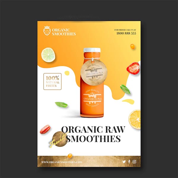 Free PSD Organic Smoothies Template Flyer