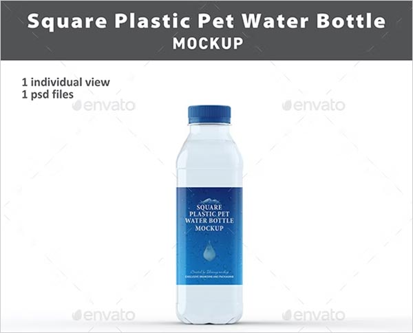 Square Plastic Pet Water Bottle Mockup Square Plastic Pet Water Bottle Mockup