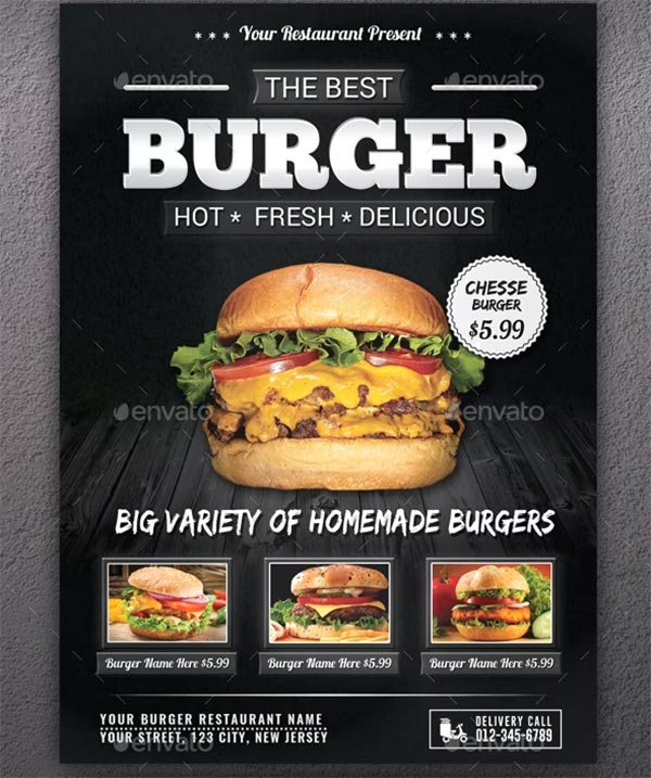 Burger Restaurant service Flyer Template