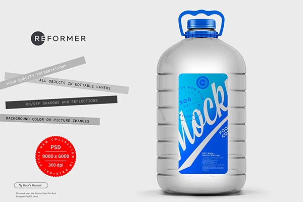 Clear PET Water Bottle Mockup
