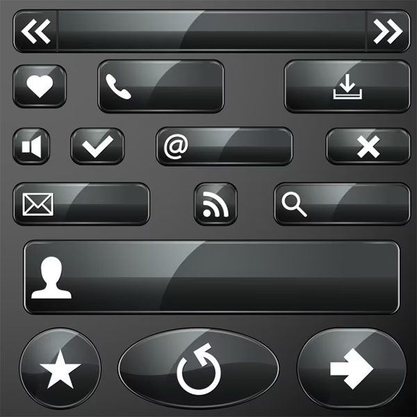 Black Glossy Free PSD Button Template