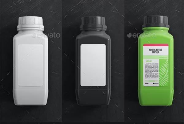 Square Shaped Plastic Bottle Mockup Square Shaped Plastic Bottle Mockup