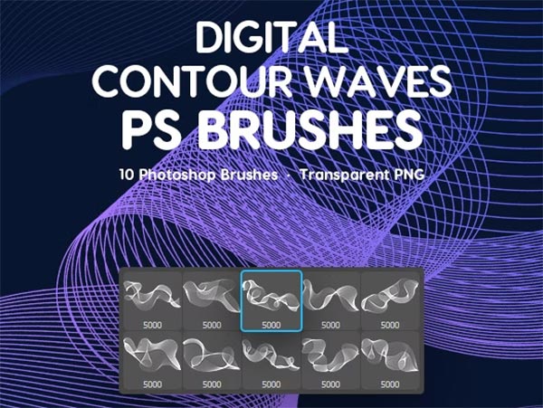 Contour Waves Photoshop Brushes