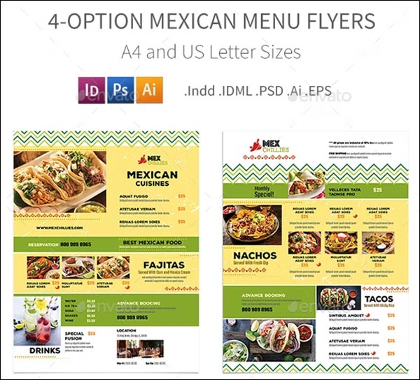 Mexican Restaurant Menu Flyers Design