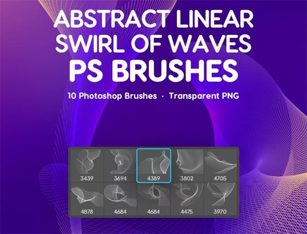 Linear Swirl of Waves Photoshop Brushes