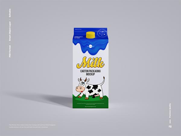 Free Milk Carton Packaging Mockup Template