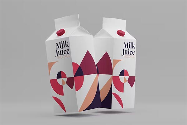 Milk & Juice Carton PDF, PSD Mockup Template