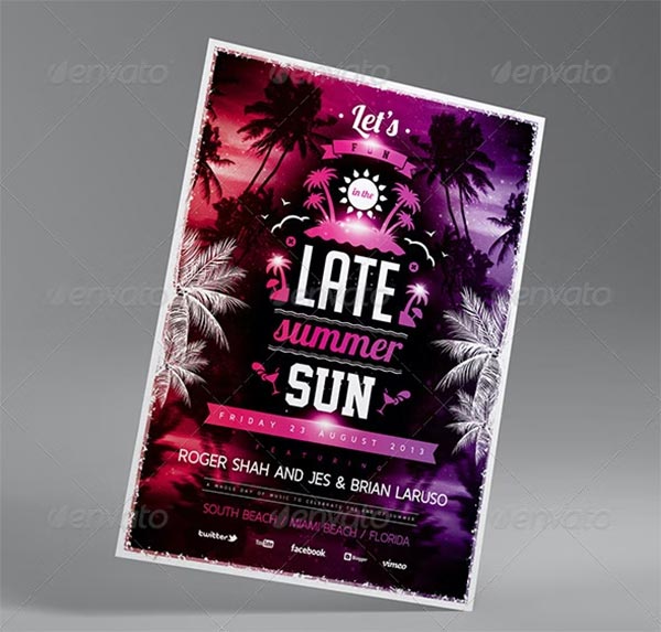 Late Summer Sun Party Flyer Template