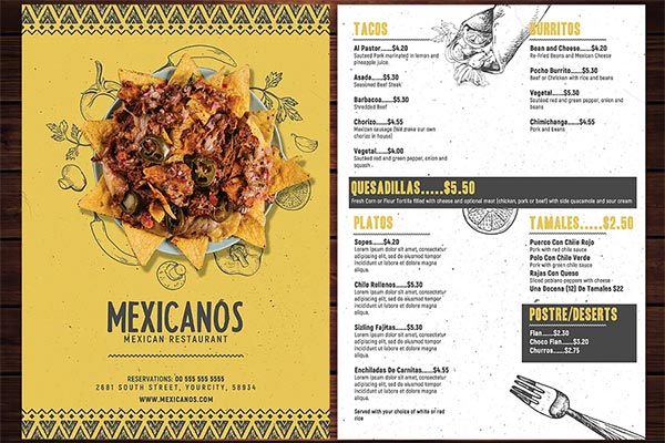 Mexican Food Menu Flyer Template PSD Mexican Food Menu Flyer Template PSD