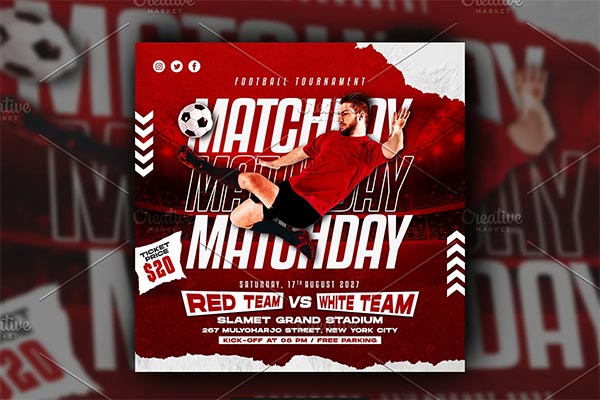 Soccer Editable Flyer PSD Template