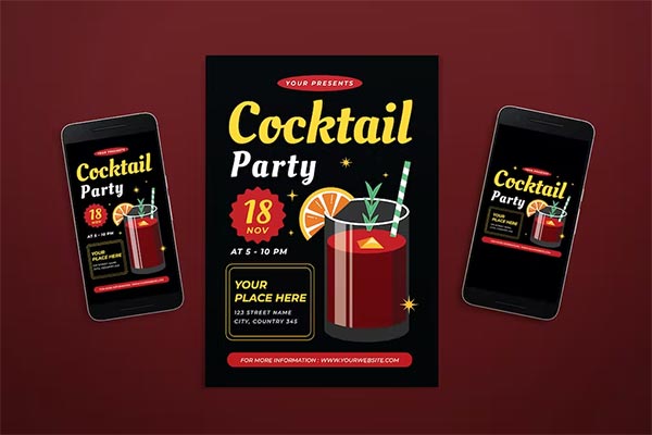 Cocktail Party Flyer PSD Templates