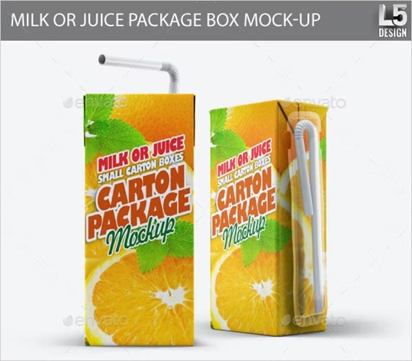 Milk or Juice Package Box Mock-Up Template