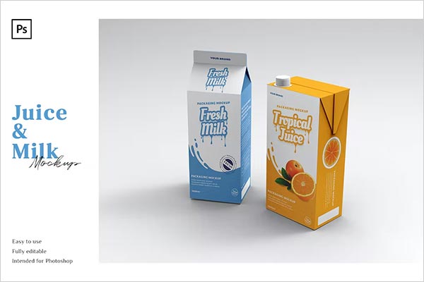 Juice and Milk Mockup Template