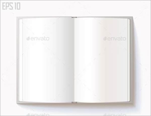 Blank Open Book on White Background Template