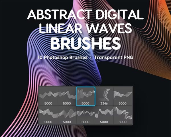 Futuristic Linear Waves Photoshop Brushes