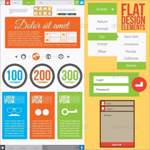 Flat Web Template Design 