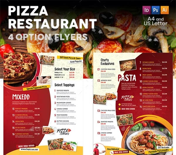 Pizza Restaurant Menu Flyers Template