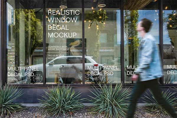 Office Store Window Decal Mockup PSD
