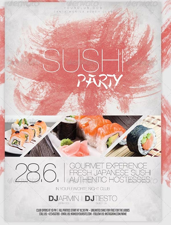 Sushi Party Flyer& Poster Template