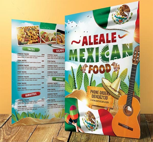 Mexican Food Menu Flyer PSD Template Mexican Food Menu Flyer PSD Template