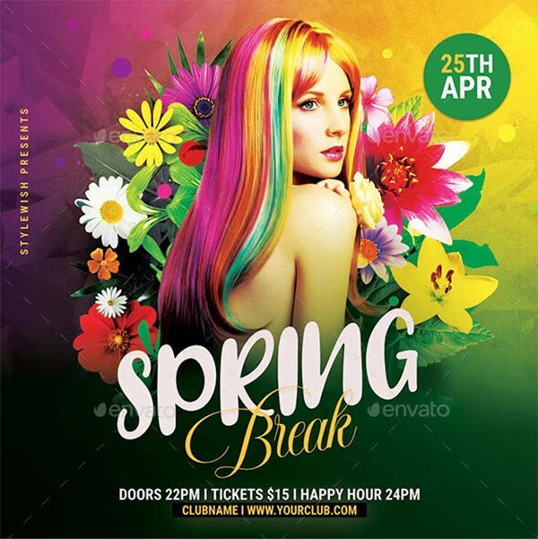 Spring Break Party Flyer Template
