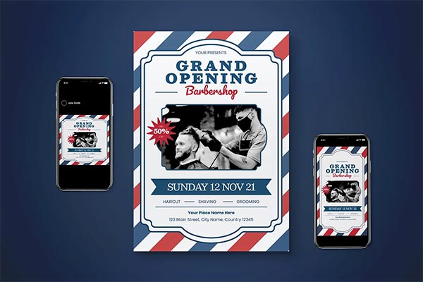 Grand Opening Barber Flyer Set